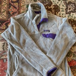 Patagonia Re-Tool Snap Fleece Pullover Gray Purple